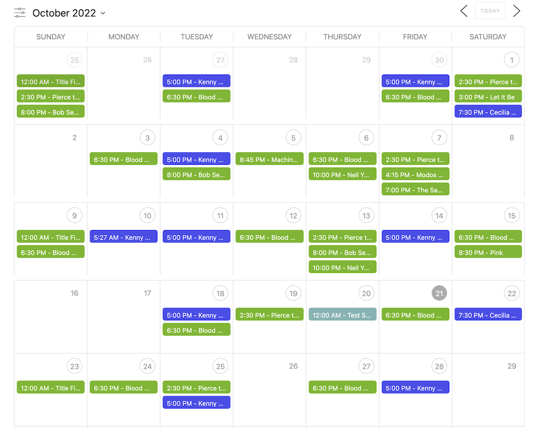 Flexible calendars with many options for display and filtering results.