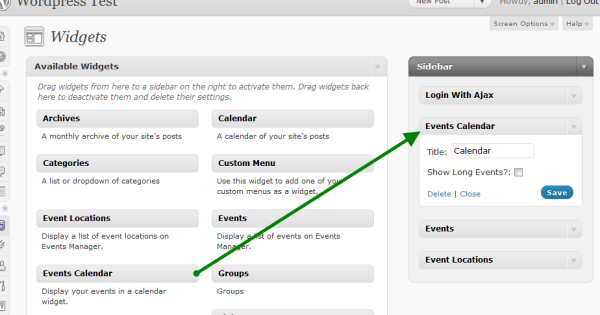 Wordpress Event Widgets Events Manager Documentation