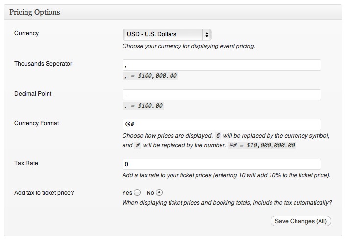 the pricing options