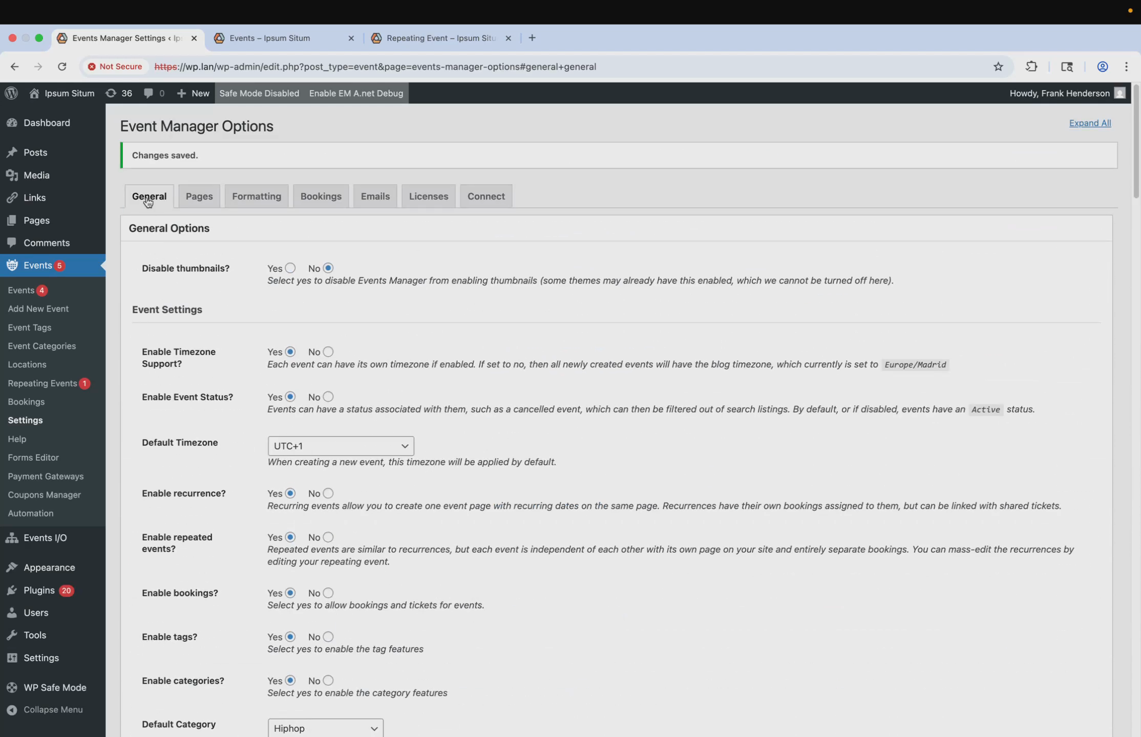 Enable Recurrence and Repeating Events