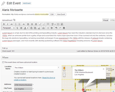 Create and manage your events straight from your WordPress Admin Dashboard