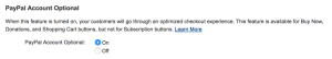 screenshot of paypal account option setting